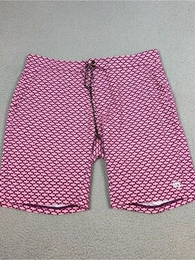 Greyson Board Shorts Men’s 38 Pink Geometric Swim Beach Drawstring